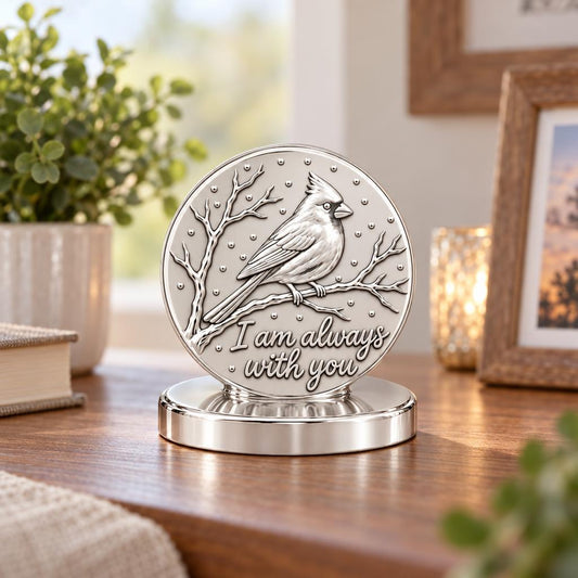 Cardinal Messenger Keepsake Plaque – worn / in use
