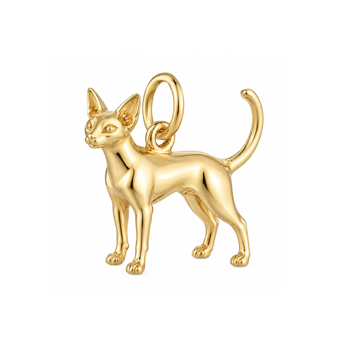 Siamese — Cat Breed Charm and Polyester Cord Bracelet Set — Gold