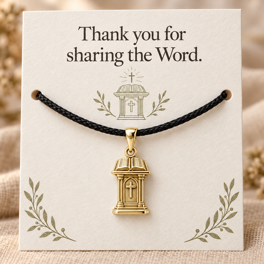 Pulpit Bible Charm and Polyester Cord Bracelet Set Gift