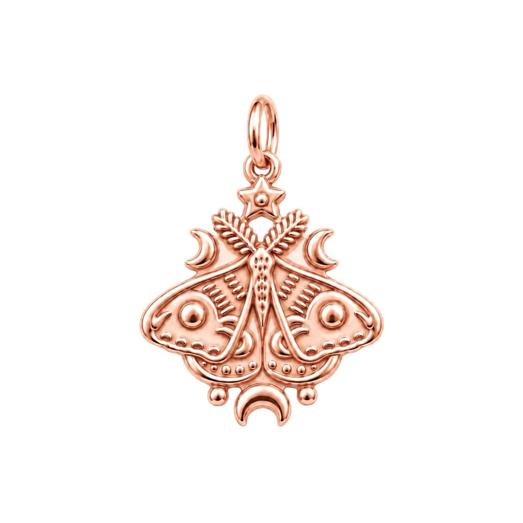 Celestial Luna Moth Charm Bracelet – Personalized Daughter Gift – rose gold charm, front view
