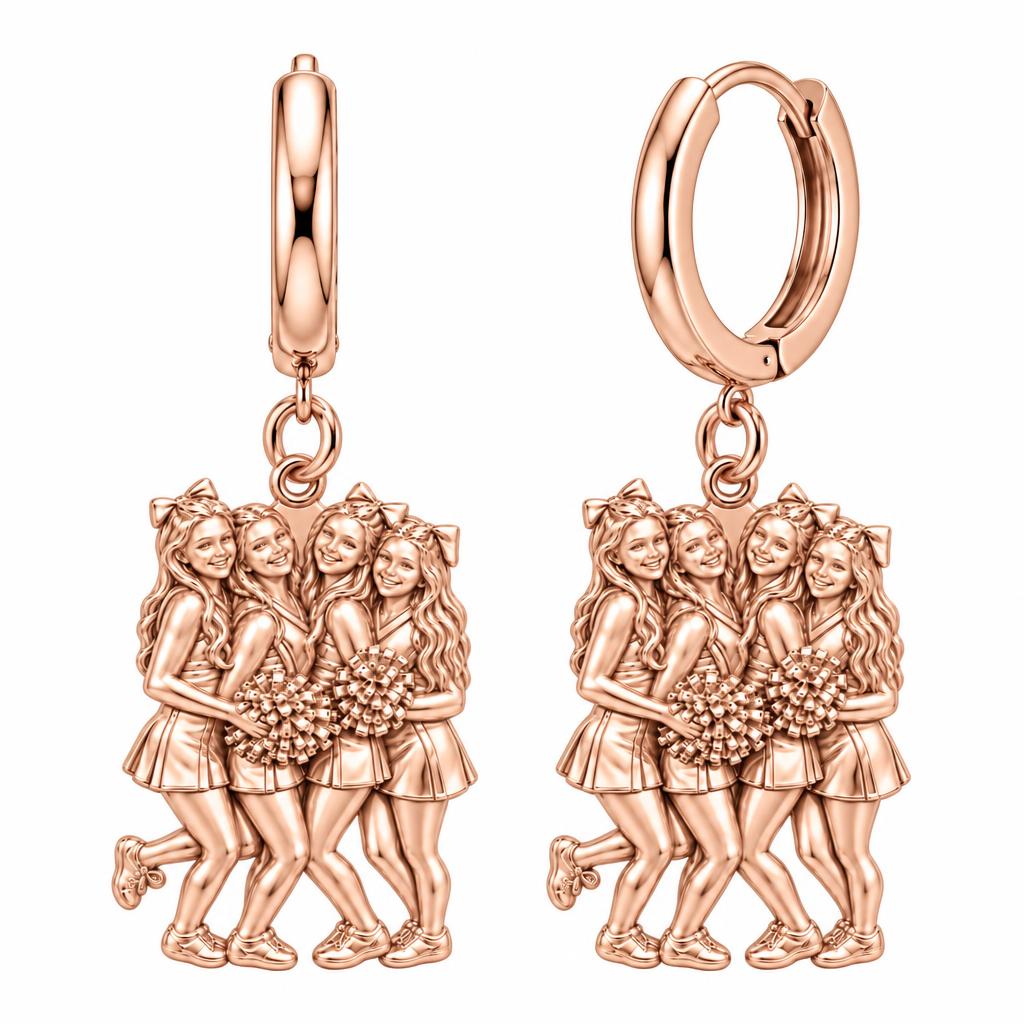 Cheer Squad Spirit Huggie Charm Earrings – rose gold, front view