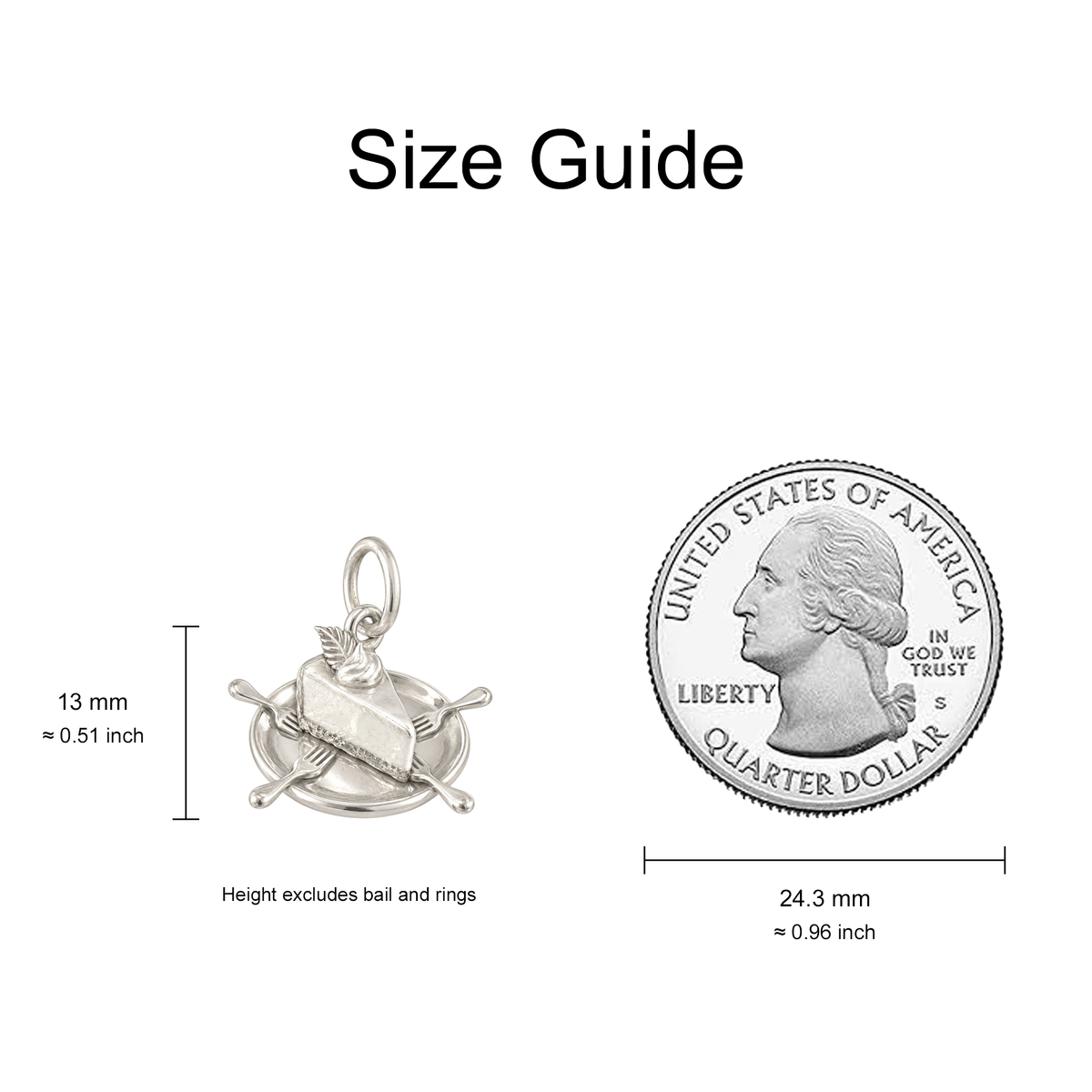 Cheesecake and Four Forks Charm — Size Guide — 13 mm body excluding bail and rings — 50-works-silver-20260916-21
