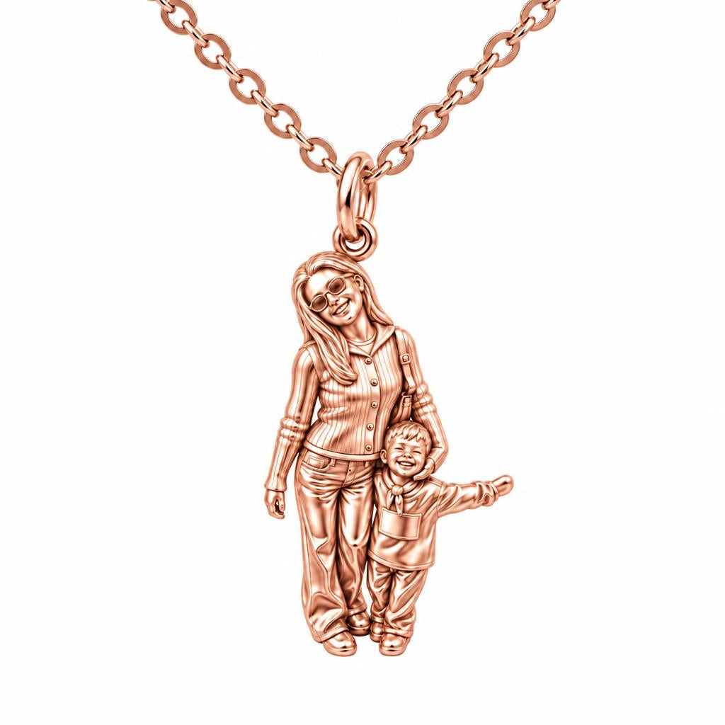 Cherished Moments Photo Sculpt Charm Necklace Set – rose gold, front view