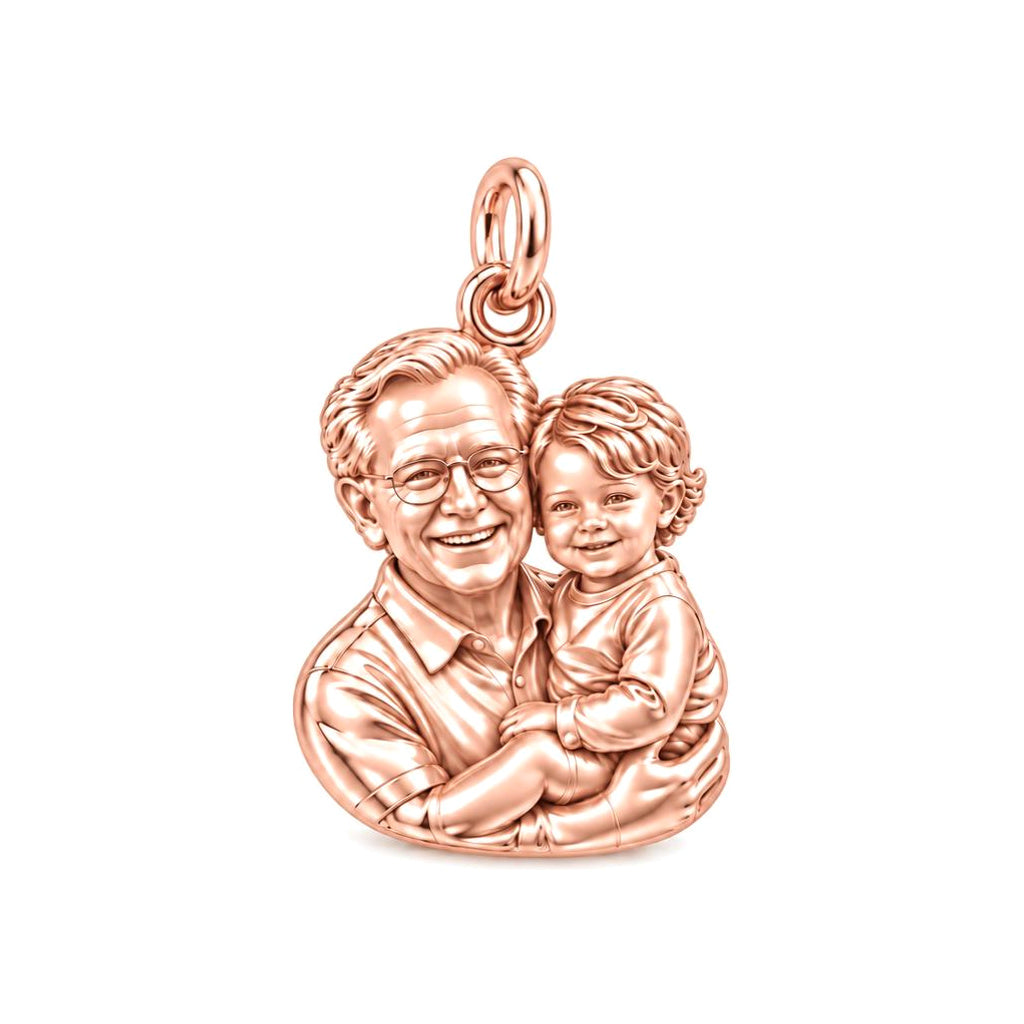 Cherished Portrait Duo Charm Bracelet – Personalized Nana Gift – rose gold charm, front view