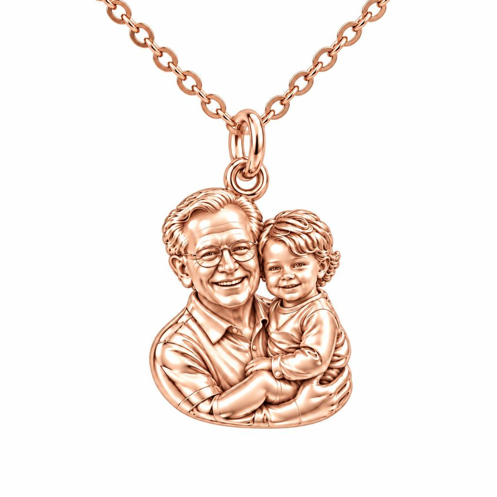 Cherished Portrait Duo Charm Necklace Set – rose gold, front view