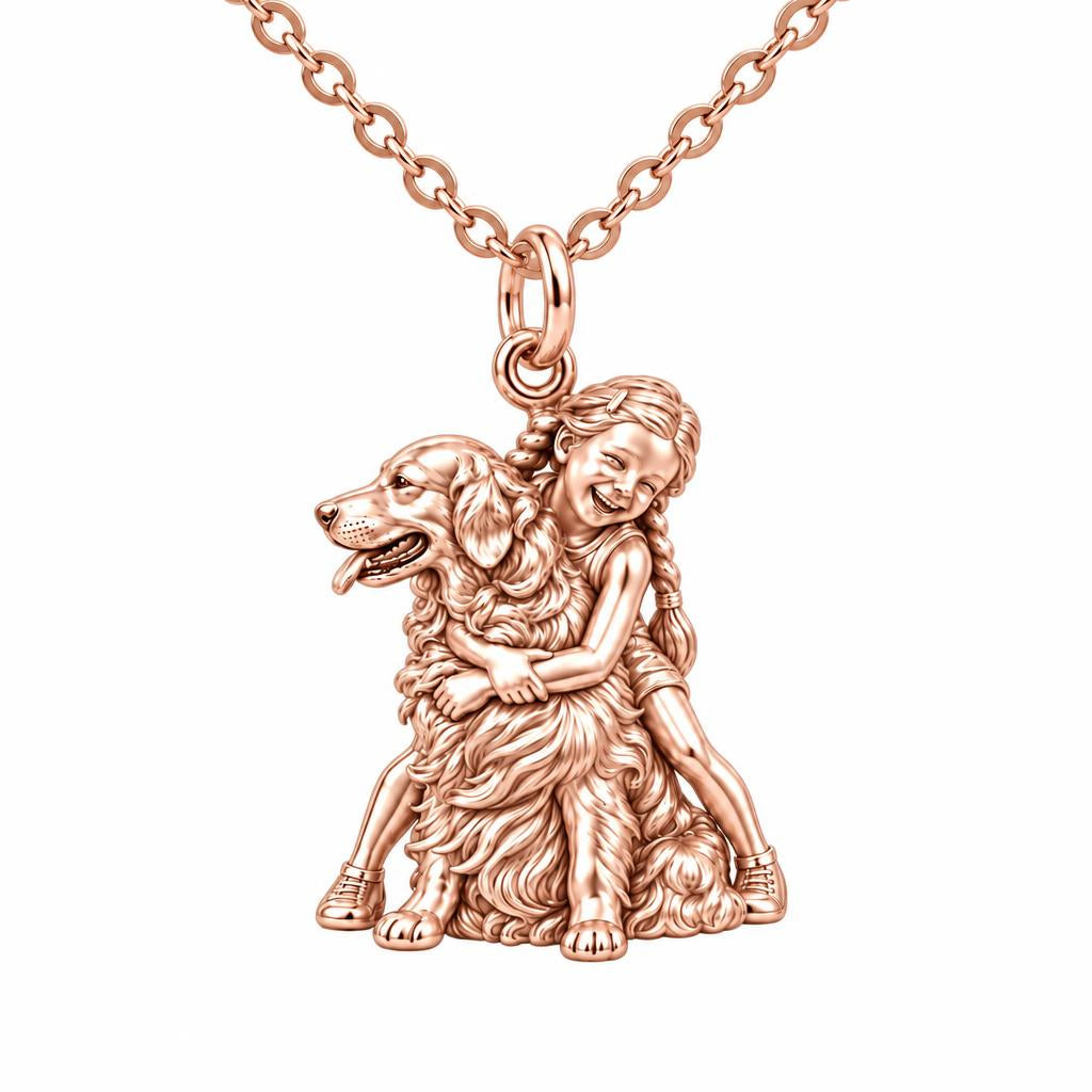 Child and Golden Best Friend Charm Necklace Set – rose gold, front view