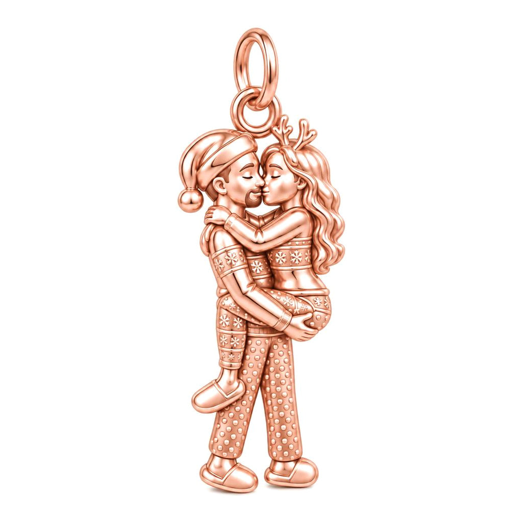 Christmas Morning Hug Charm and Polyester Cord Bracelet Set