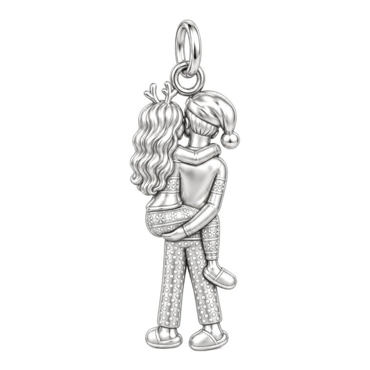 Christmas Morning Hug Charm and Polyester Cord Bracelet Set
