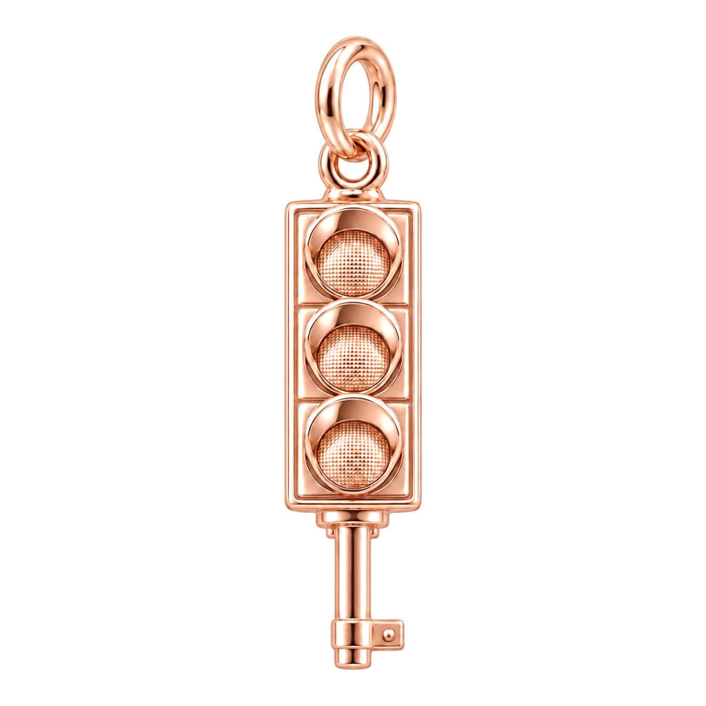 City Traffic Light Key Charm Bracelet – Personalized Gift – rose gold 2 cm charm, front view
