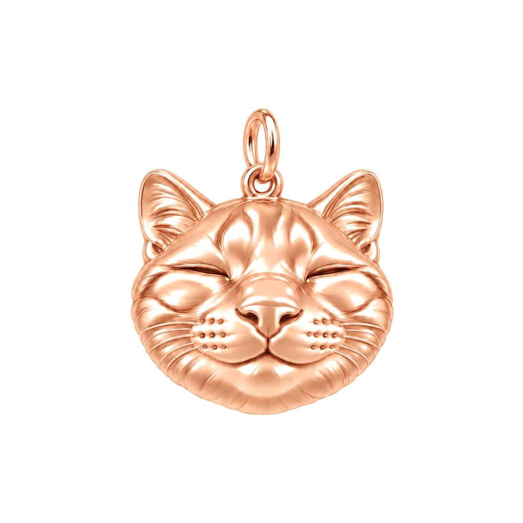 Contented Furry Friend Charm Bracelet – Personalized Cat Mom Gift – rose gold charm, front view