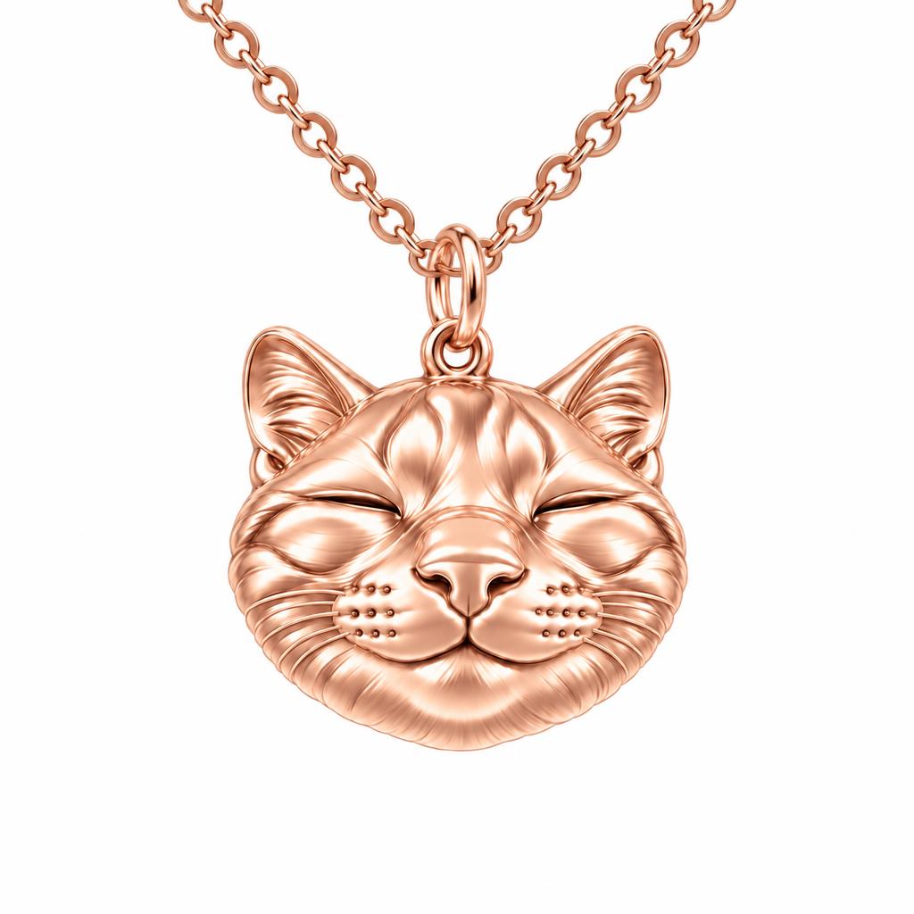 Contented Furry Friend Charm Necklace Set – rose gold, front view