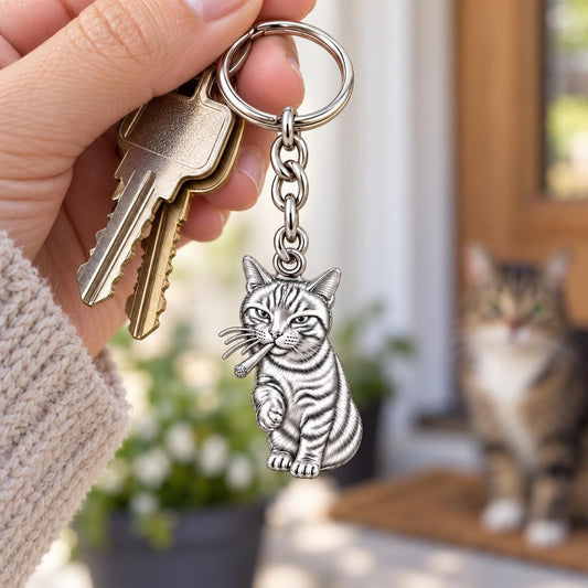 Cool Cat Joint Charm Keychain – worn / in use