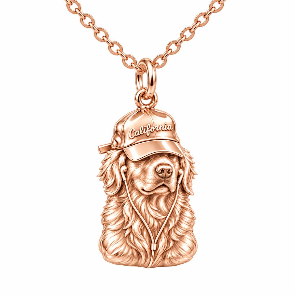 Cool Companion Dog Charm Necklace Set – rose gold, front view