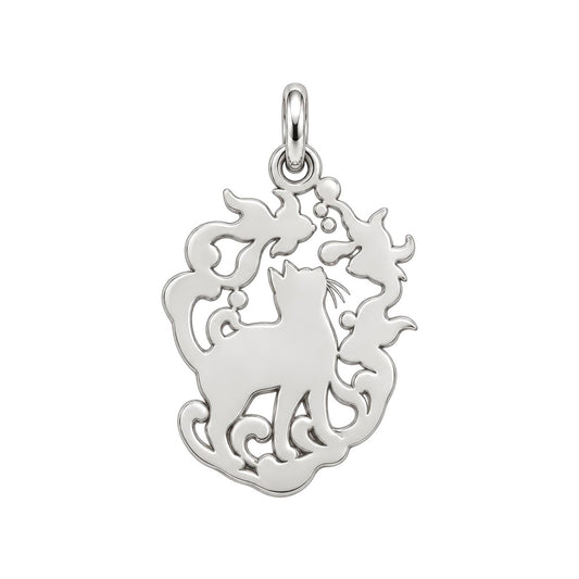 Curious Cat and Goldfish Charm Bracelet – Personalized Cat Mom Gift – back of the charm, engraving area