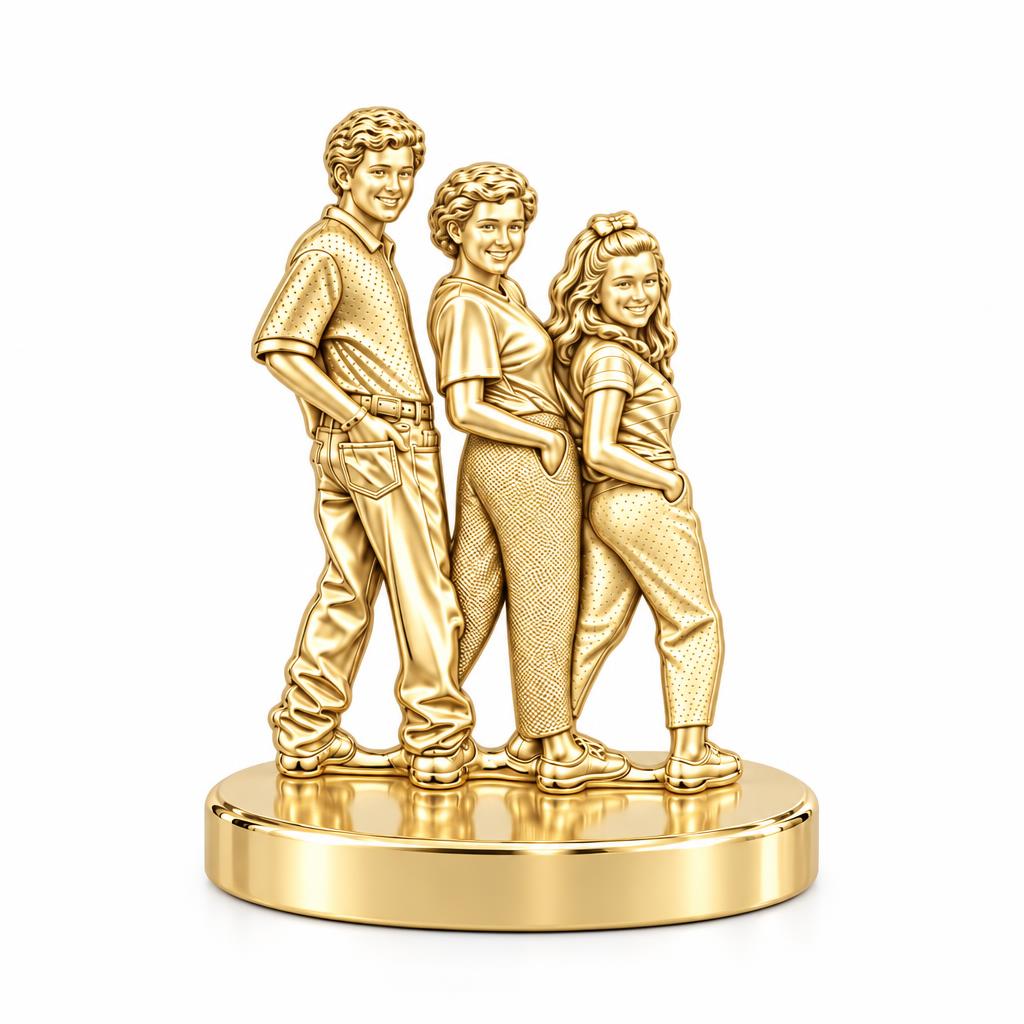 Custom Family Portrait Keepsake Plaque – 18K gold, front view