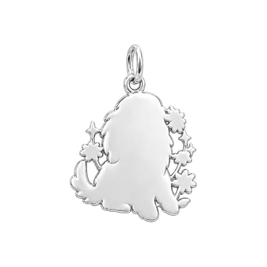 Daisy Field Spaniel Charm and Polyester Cord Bracelet Set – back of the charm, engraving area