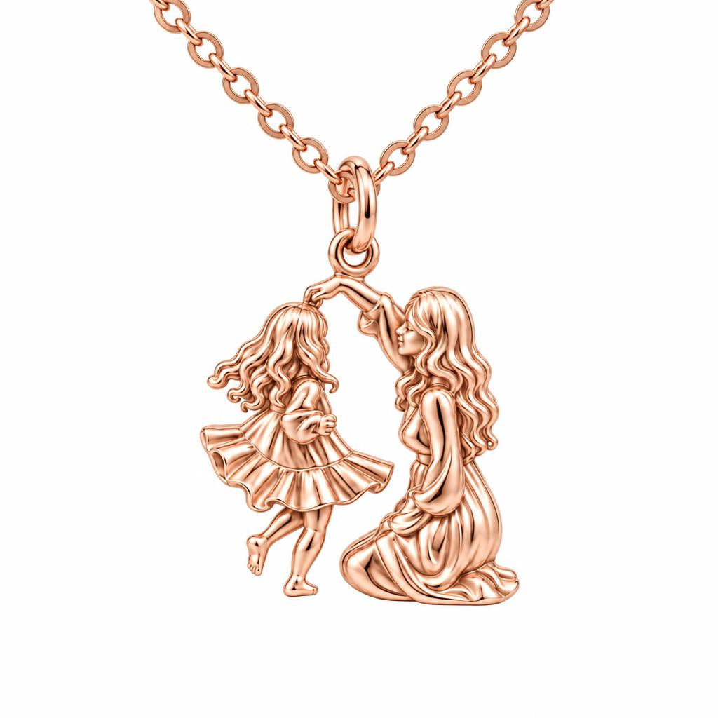 Dancing Together Charm Necklace Set – rose gold, front view