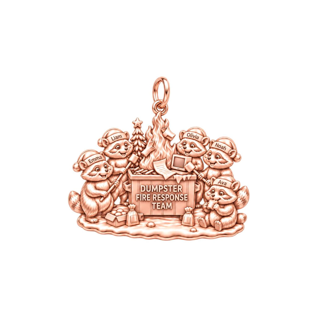 Dumpster Fire Response Team Charm Bracelet – Personalized Coworker – rose gold 3 cm charm, front view