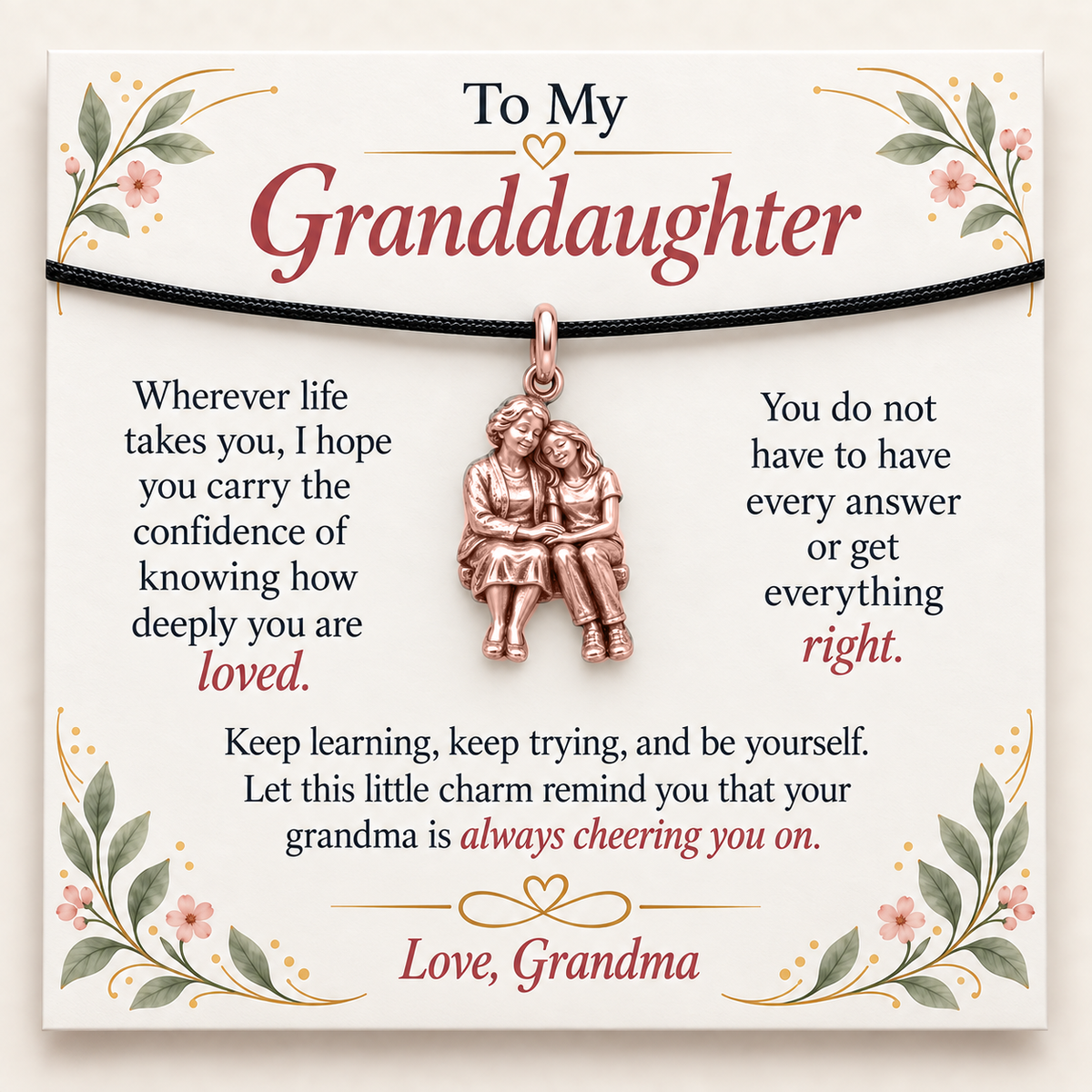 Grandma's Listening Love Charm: Always Cheering You On — Main image, rose gold finish