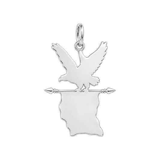 Eagle and American Flag Charm and Polyester Cord Bracelet Set – back of the charm, engraving area