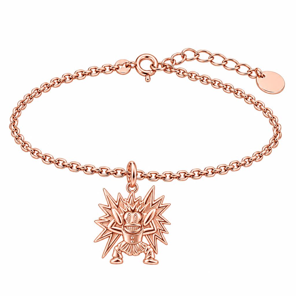 Electric Joy Monkey Charm Bracelet Set – rose gold, front view