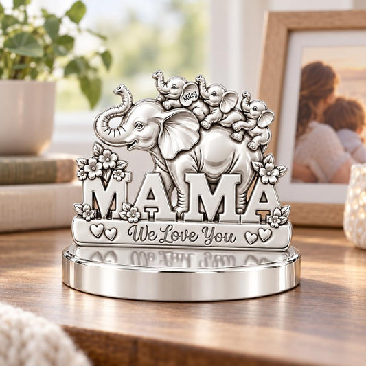 Elephant Matriarch and Calves Keepsake Plaque – worn / in use
