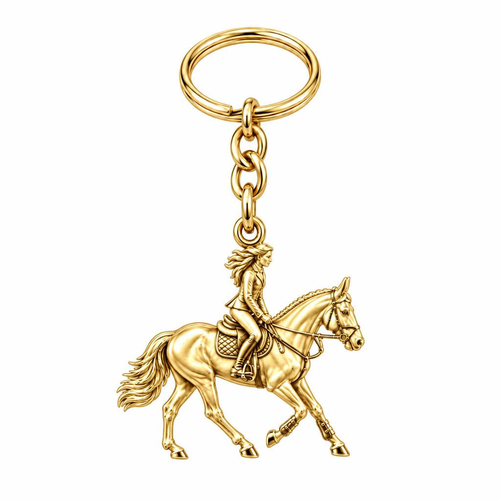 Equestrian Spirit Charm Keychain – 18K gold, front view