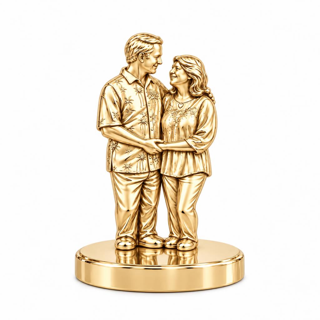 Eternal Couple Likeness Keepsake Plaque – 18K gold, front view