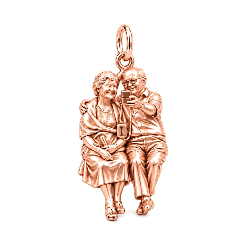 Eternal Couple Selfie Charm Bracelet – Personalized Couple Gift – rose gold charm, front view