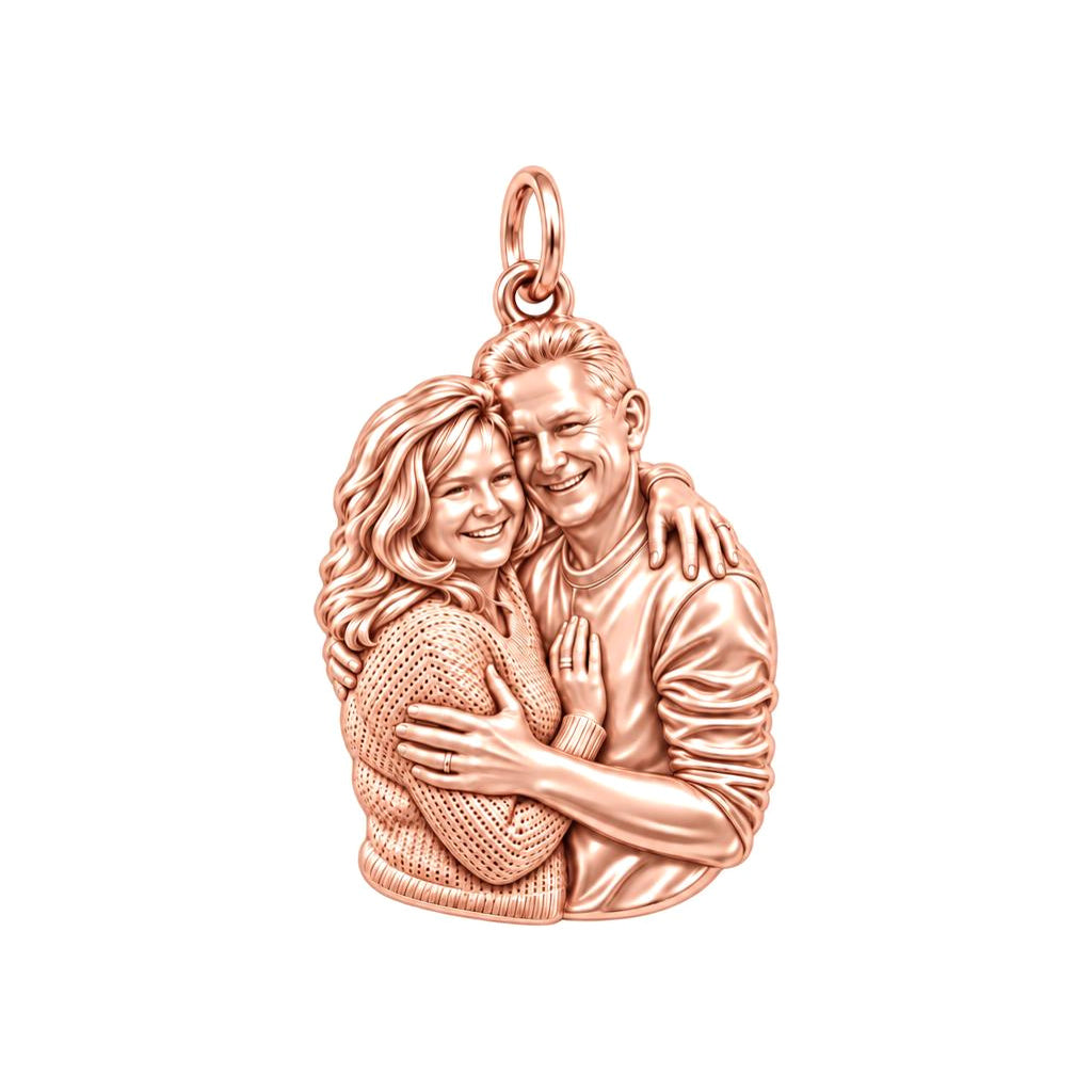Eternal Embrace Photo Charm Bracelet – Personalized Couple Gift – rose gold charm, front view