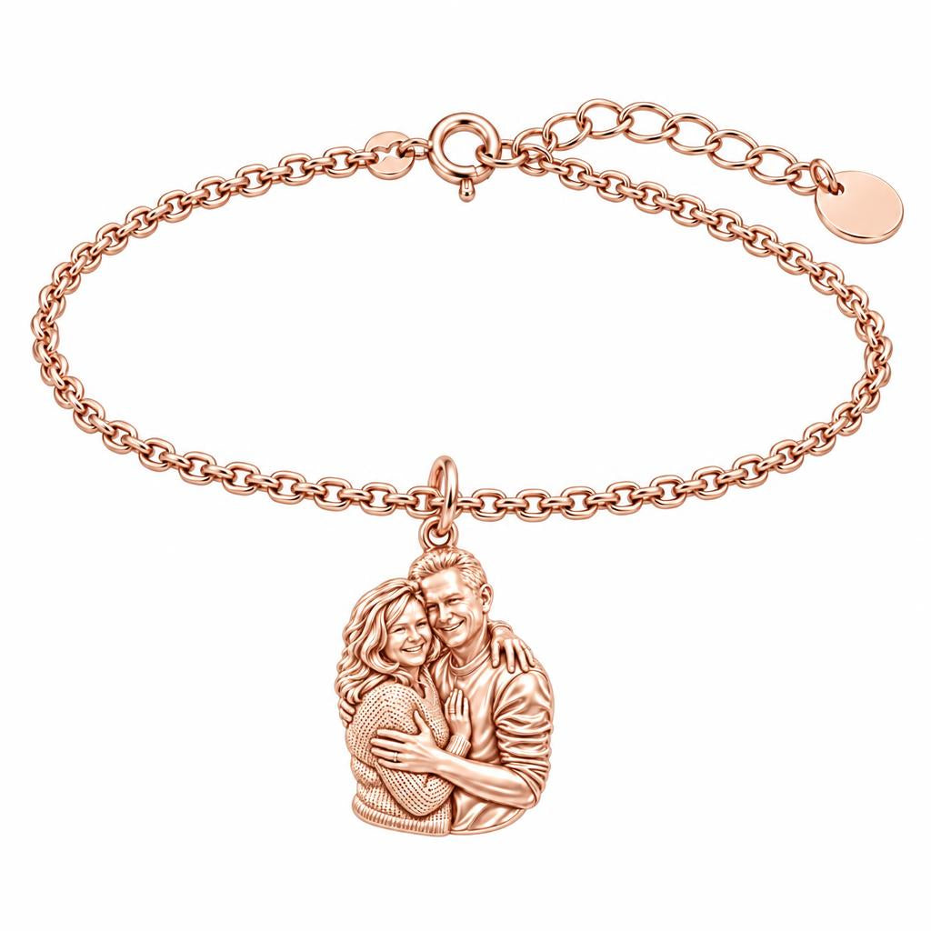 Eternal Embrace Photo Charm Bracelet Set – rose gold, front view
