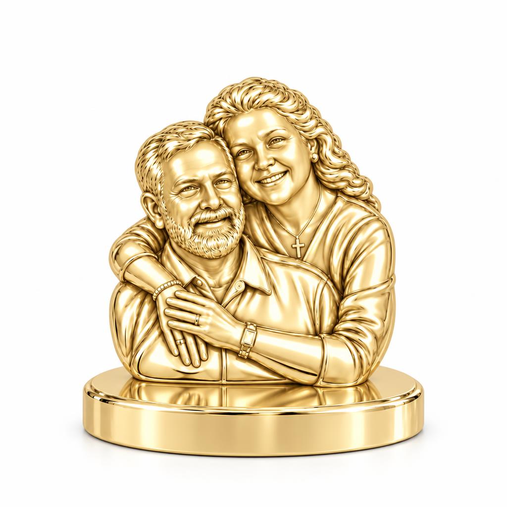 Eternal Embrace Photo Keepsake Plaque – 18K gold, front view