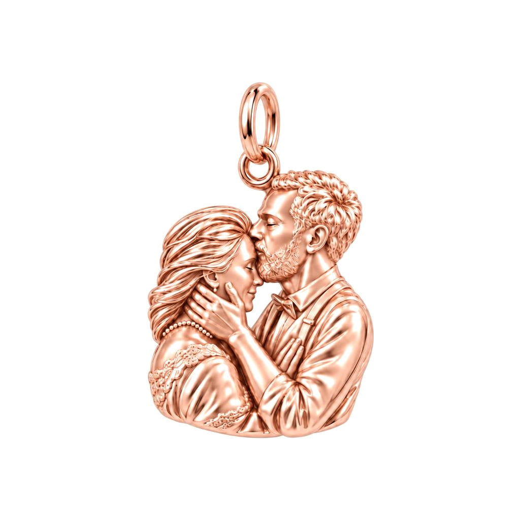 Eternal Forehead Kiss Charm Bracelet – Personalized Couple Gift – rose gold charm, front view