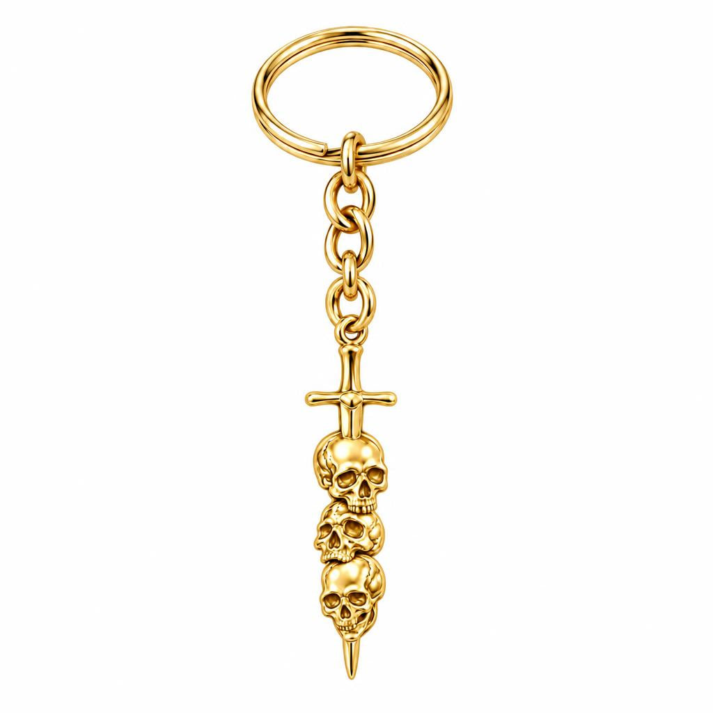 Eternal Guardian Sword Charm Keychain – 18K gold, front view