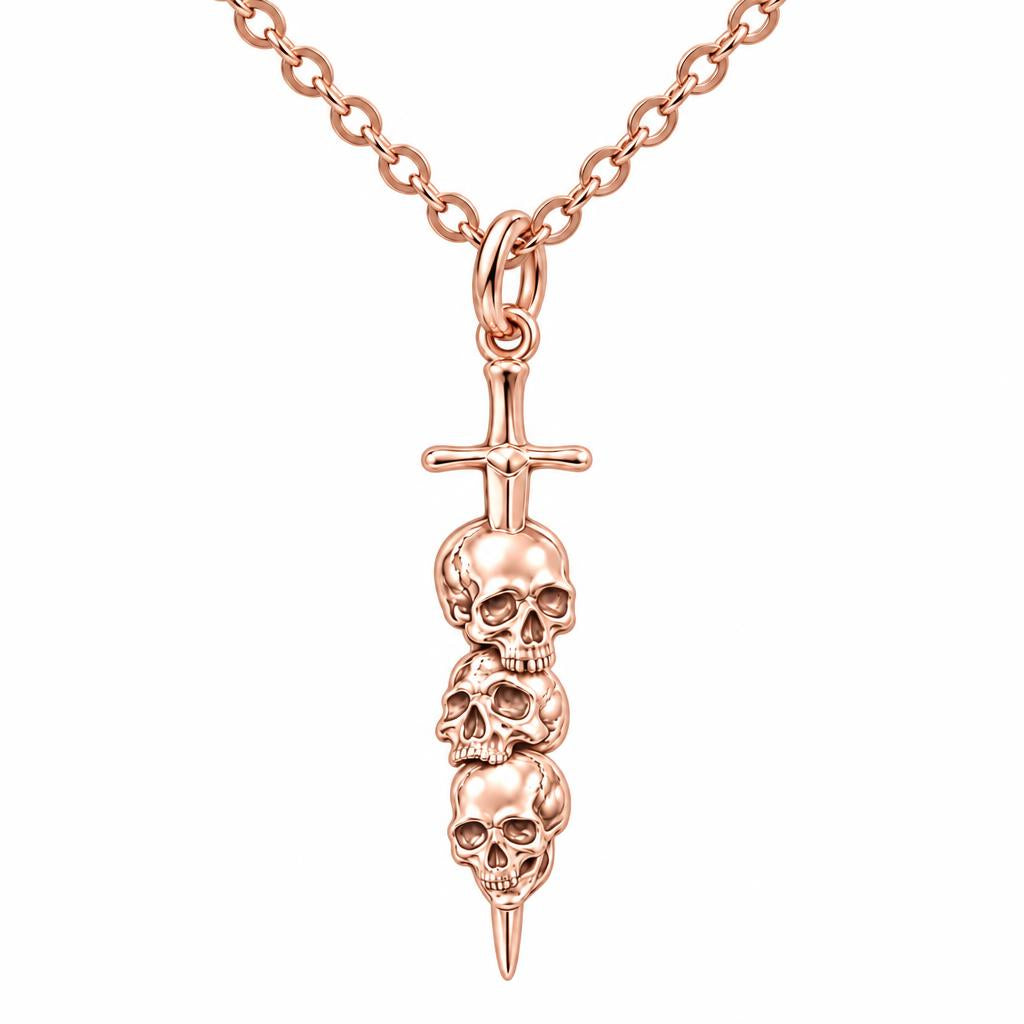 Eternal Guardian Sword Charm Necklace Set – rose gold, front view