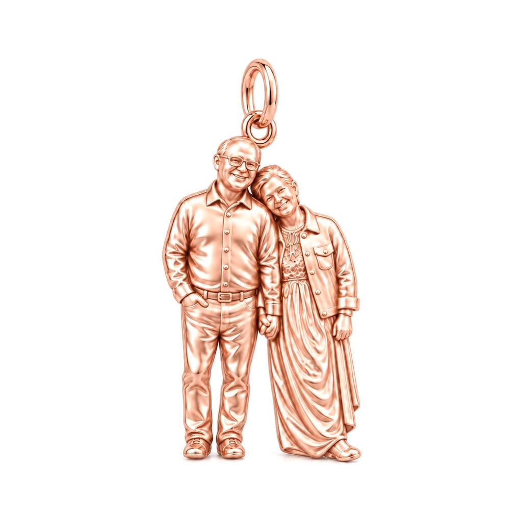 Eternal Hand in Hand Charm Bracelet – Personalized Couple Gift – rose gold charm, front view
