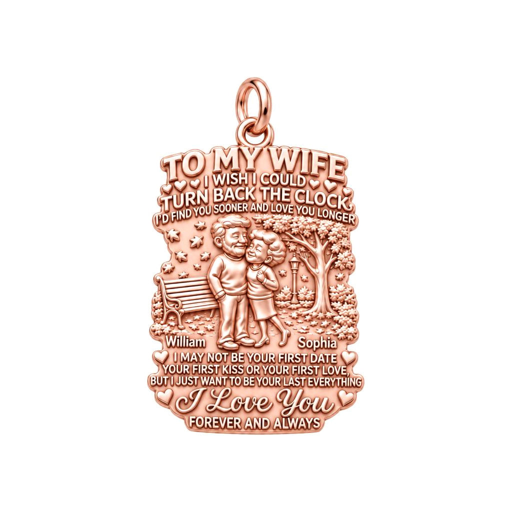 Eternal Love Park Bench Charm Bracelet – Personalized Couple Gift – rose gold 3 cm charm, front view