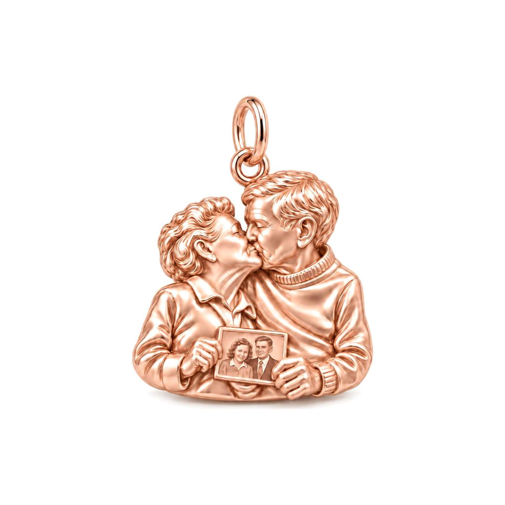 Eternal Love Portrait Charm Bracelet – Personalized Couple Gift – rose gold charm, front view