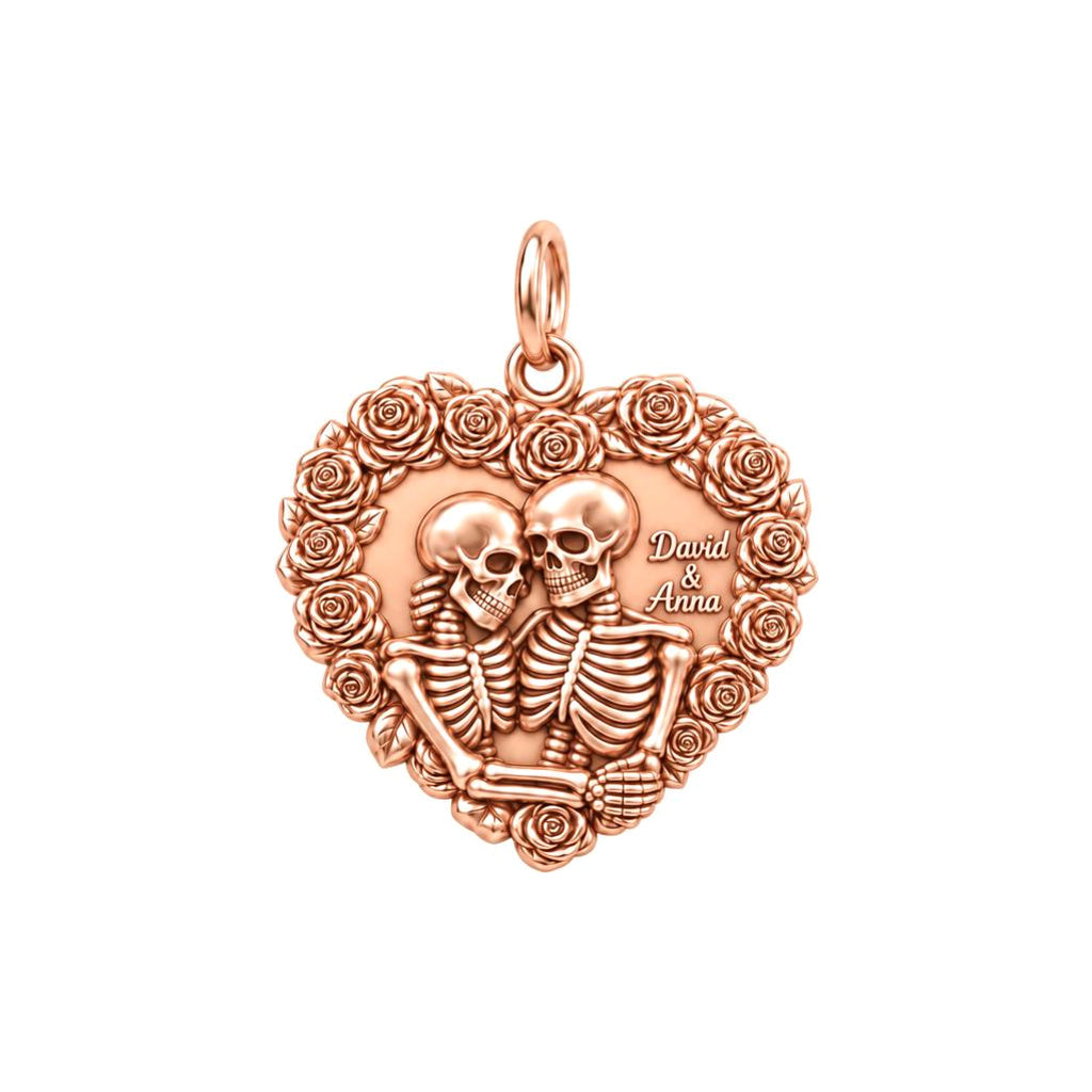 Eternal Rose Skeleton Heart Charm Bracelet – Personalized Couple Gift