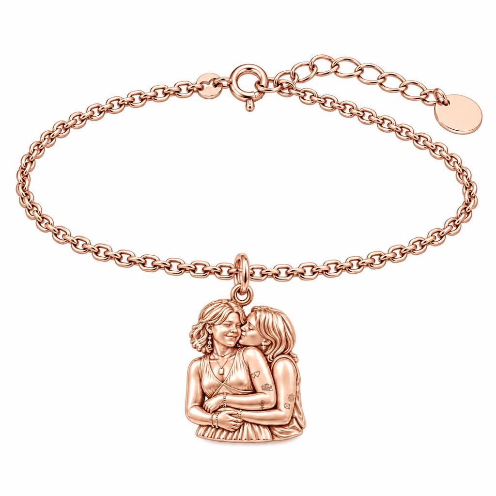 Eternal Soulmate Embrace Charm Bracelet Set – rose gold, front view