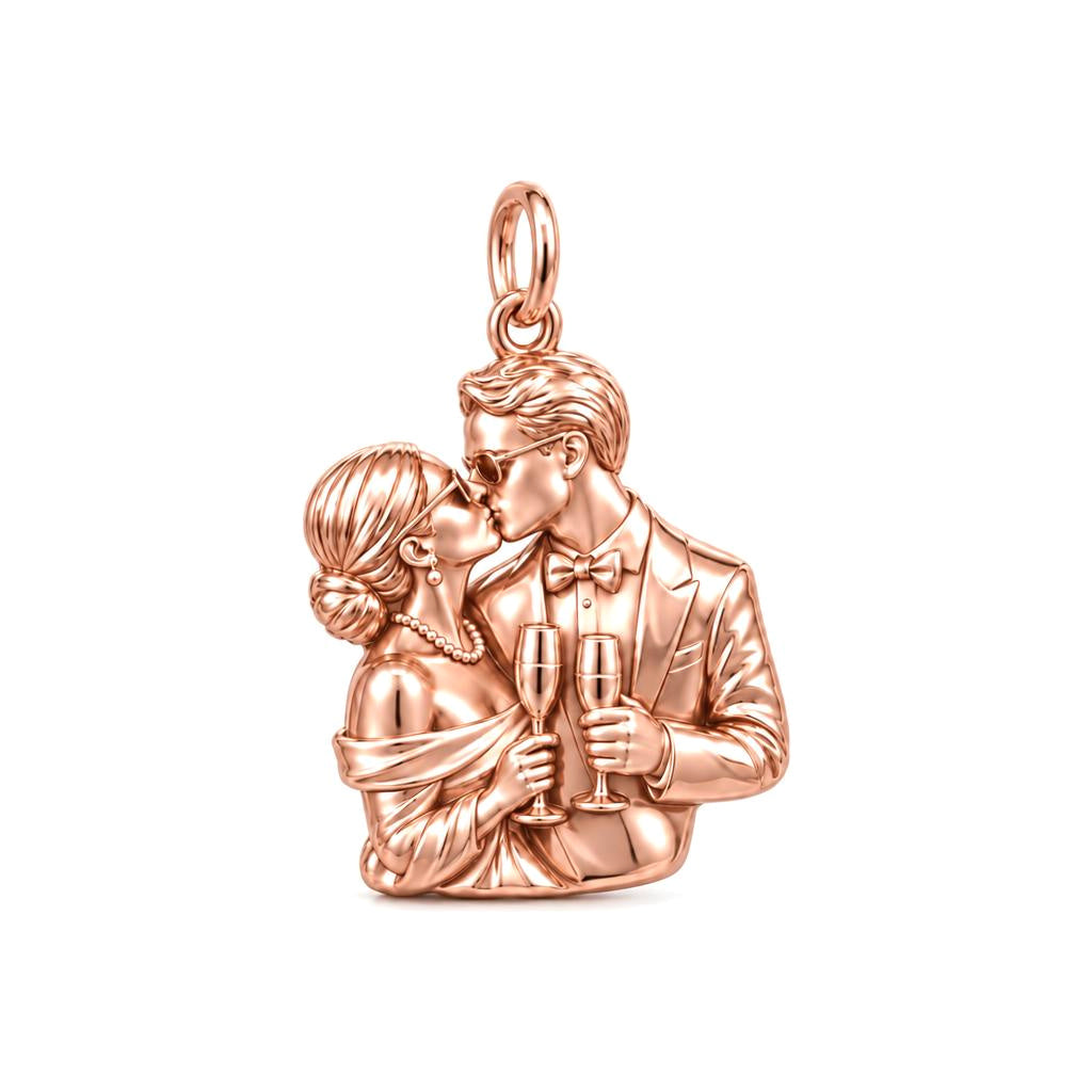 Eternal Toast Photo Charm Bracelet – Personalized Couple Gift – rose gold charm, front view