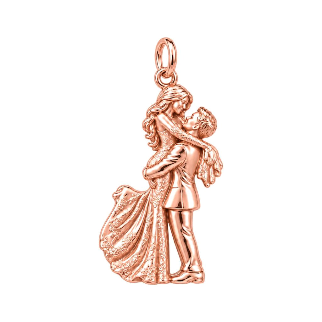 Eternal Wedding Embrace Charm Bracelet – Personalized Couple Gift – rose gold charm, front view