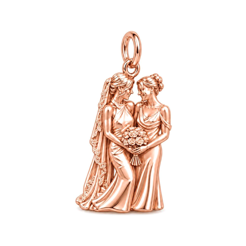 Eternal Wedding Vow Charm Bracelet – Personalized Couple Gift – rose gold charm, front view