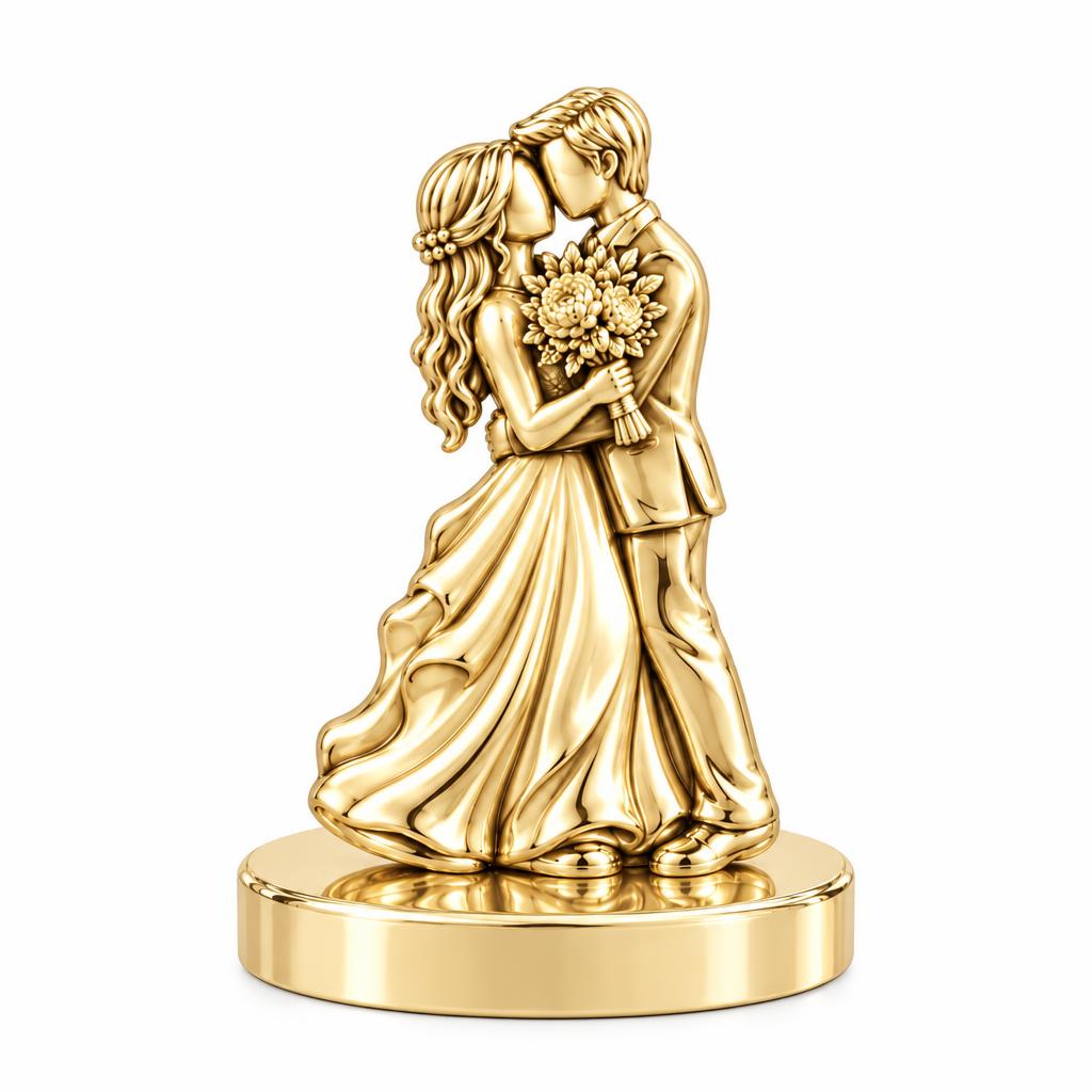 Eternal Wedding Vow Keepsake Plaque – 18K gold, front view