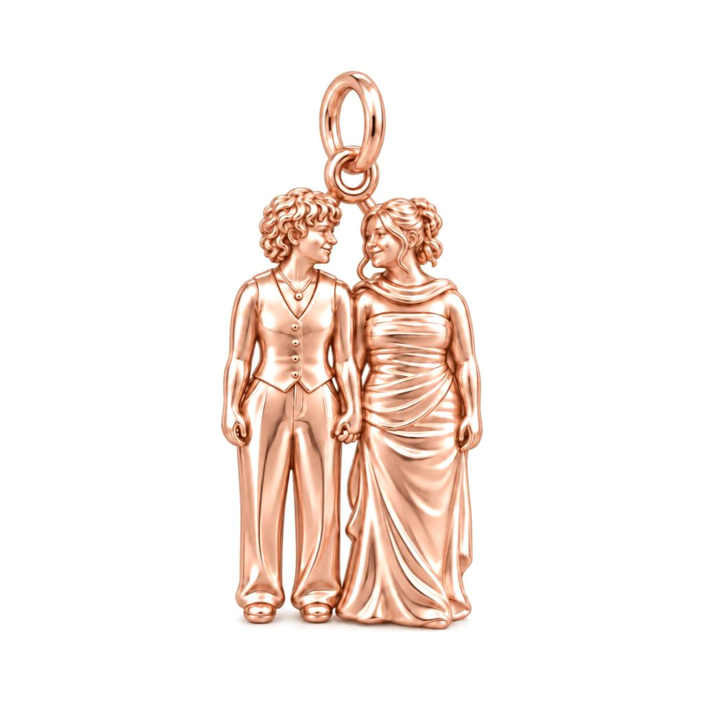 Everlasting Hand in Hand Charm Bracelet – Personalized Couple Gift – rose gold charm, front view