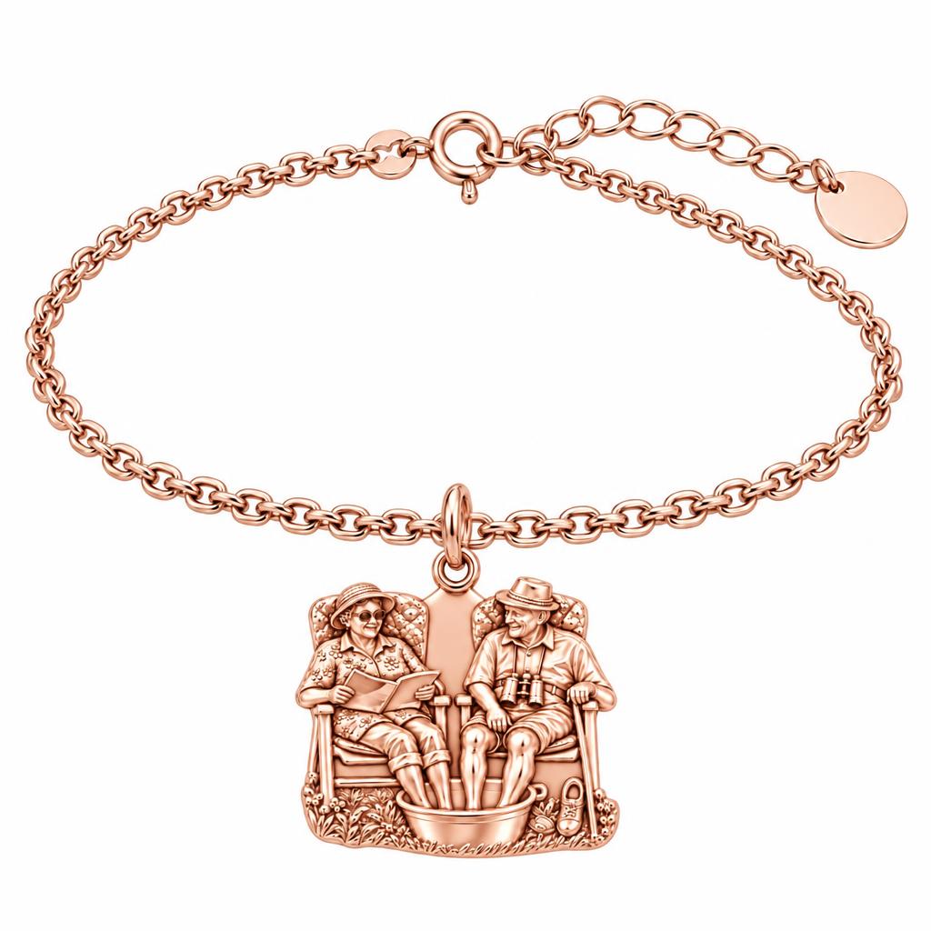 Everlasting Love Porch Chairs Charm Bracelet Set – rose gold, front view