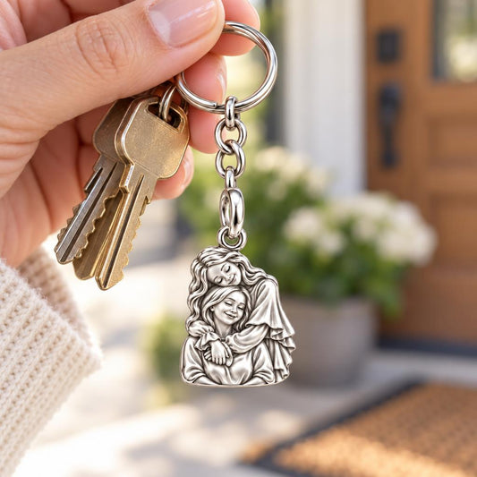 Everlasting Motherly Embrace Charm Keychain – worn / in use