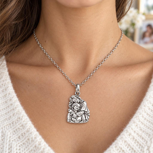Everlasting Motherly Embrace Charm Necklace Set – worn / in use