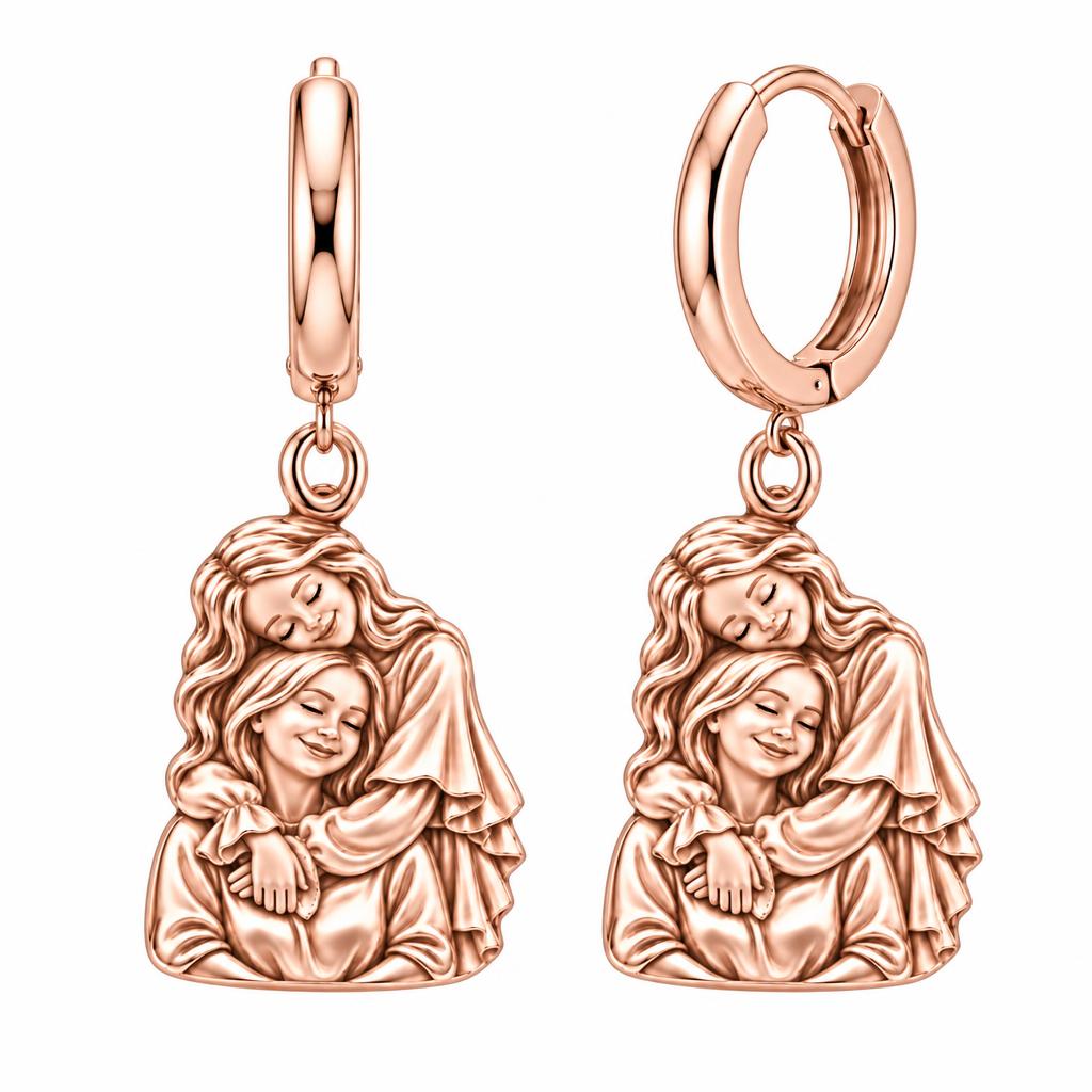 Everlasting Motherly Embrace Huggie Charm Earrings – rose gold, front view