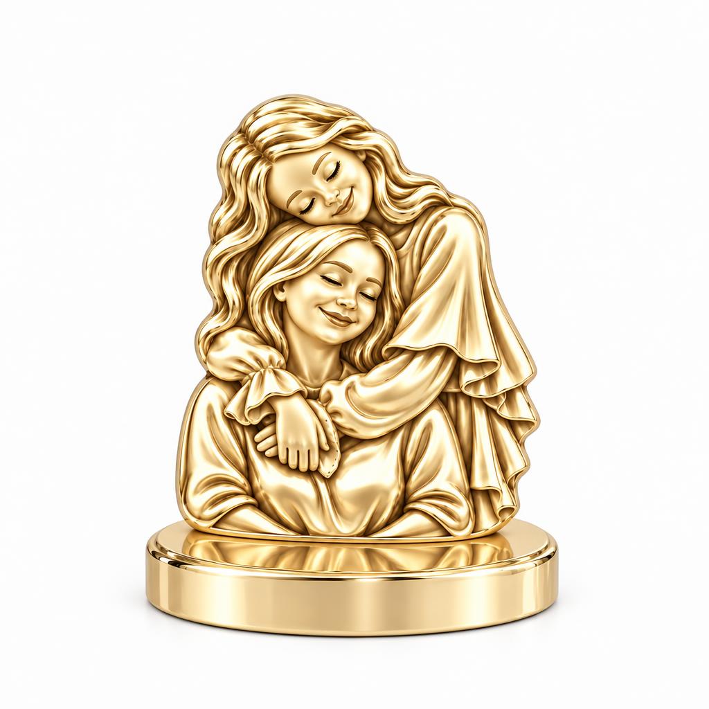 Everlasting Motherly Embrace Keepsake Plaque – 18K gold, front view